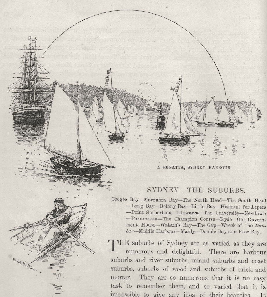 A Regatta, Sydney Harbour. Sydney. Australia 1890 old antique print picture